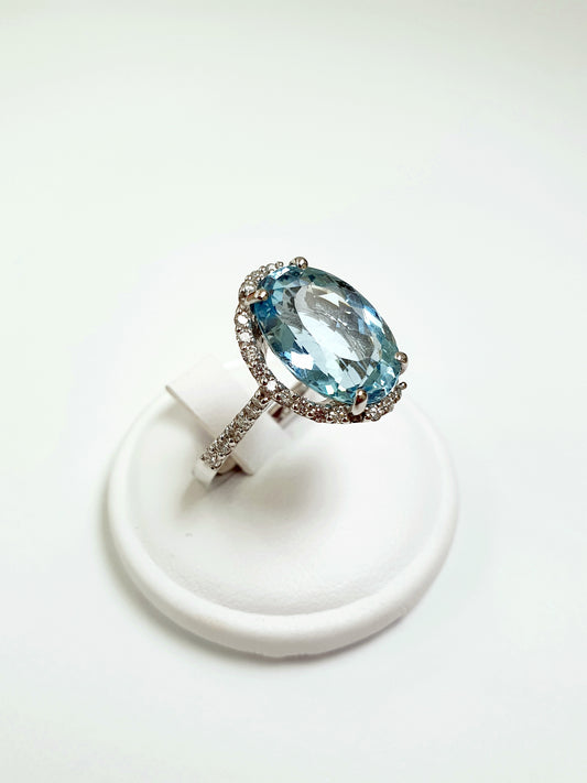 Anello Acquamarina Oro bianco