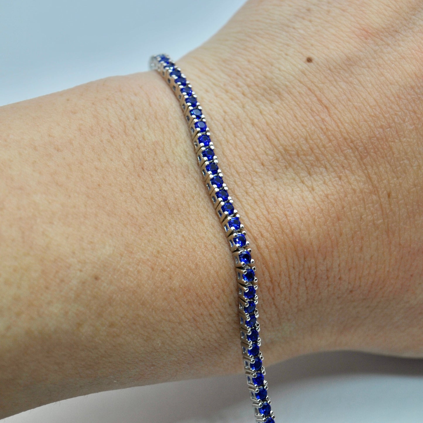 Bracciale Tennis Blu Argento