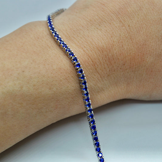 Bracciale Tennis Blu Argento