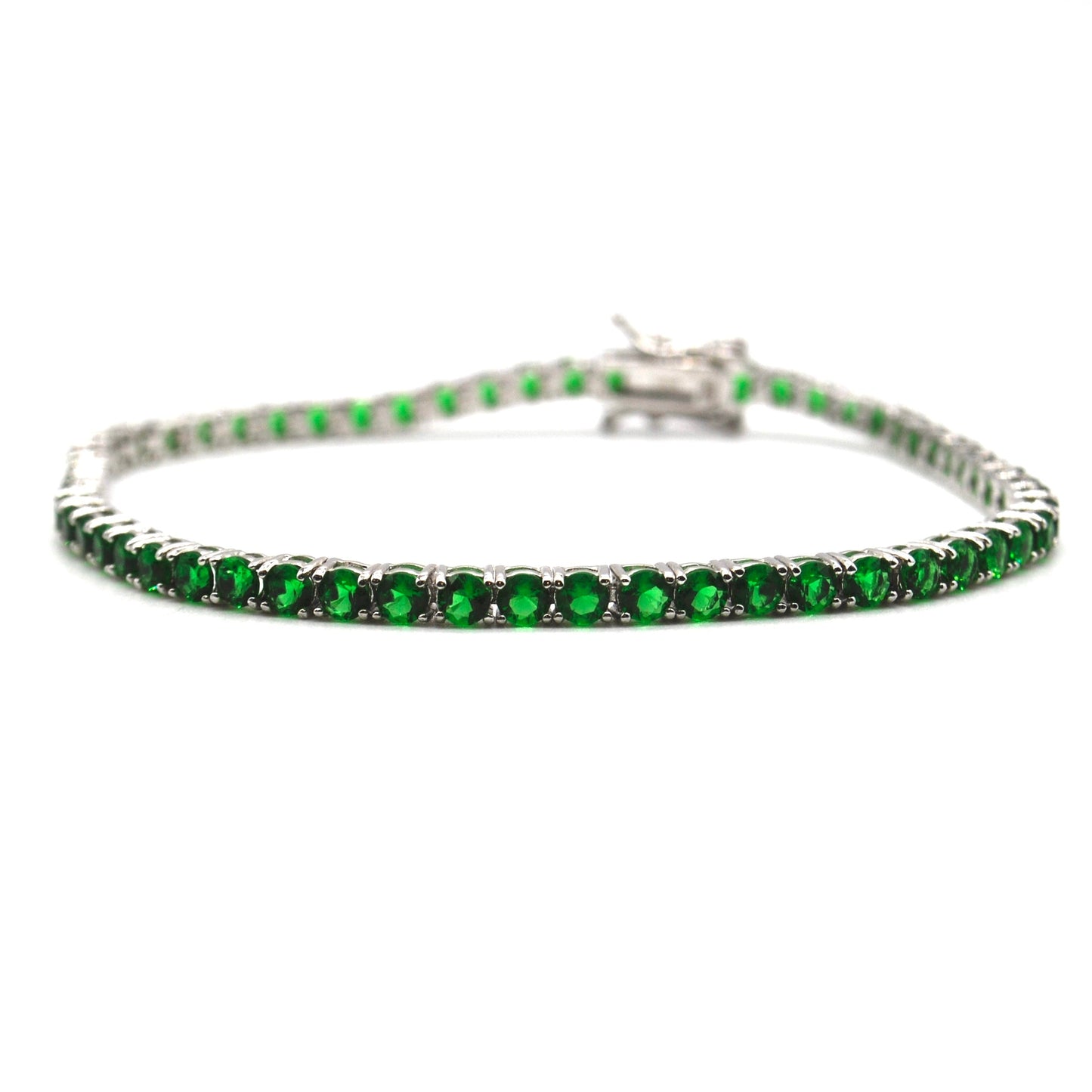 Bracciale Tennis Verde Argento