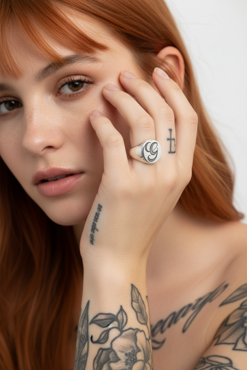 Anello Chevalier lettera Argento